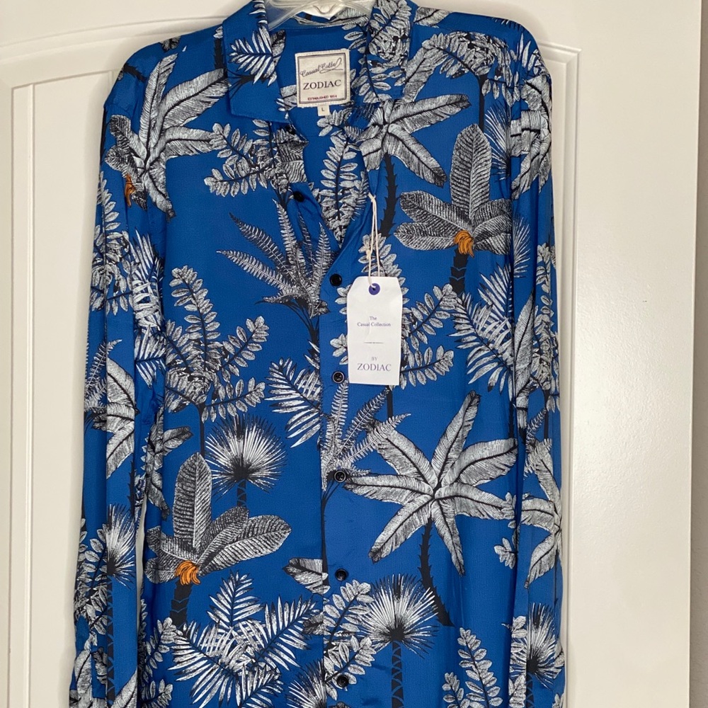 NWT Zodiac Men’s LS Button Down Sz L